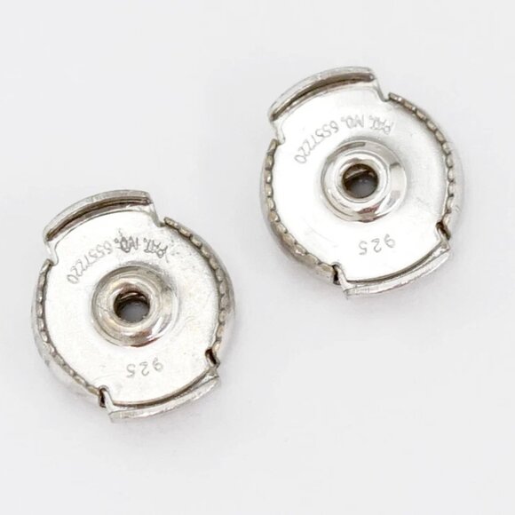 HERMES Ex-Libris Round Drop Stud Earrings Silver 925 & 18k Rose Gold Auth w/Box - Picture 10 of 11